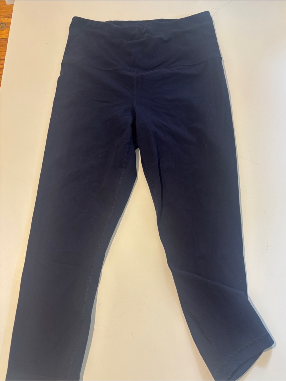 Athleta Dark Blue Capri Leggings with Wide Waistband